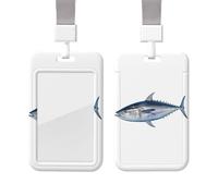 Porta badge scorrevole con cordino, custodia protettiva in plastica con finestra trasparente per carte di credito, etichette per carte di credito, tonno Thunnus, porta badge per infermiere, dottori