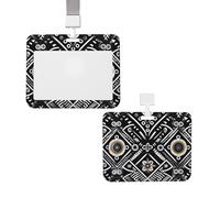 Porta badge scorrevole con cordino, custodia protettiva in plastica con finestra trasparente, targhetta per carte di credito, colore nero e bianco, per infermiere, medici, forniture per ufficio
