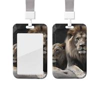 Porta badge scorrevole con cordino, custodia protettiva in plastica con finestra trasparente, targhetta per carte di credito e carte di credito, porta badge leoni maschili e femminili, per infermieri