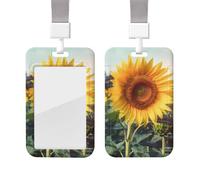 Porta badge scorrevole con cordino, custodia protettiva in plastica con finestra trasparente, targhetta per carte di credito, bellissimo porta badge con girasole per infermiere, medici, forniture per