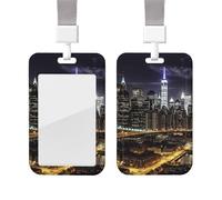 Porta badge scorrevole con cordino, custodia protettiva in plastica con finestra trasparente, targhetta per carte di credito e carte di credito New York, porta badge per infermieri, medici, forniture