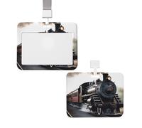 Porta badge scorrevole con cordino, custodia protettiva in plastica con finestra trasparente, targhetta per carte di credito, nome e treno a vapore, per infermiere, dottori, forniture per ufficio