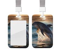 Porta badge scorrevole con cordino, custodia protettiva in plastica con finestra trasparente, targhetta per carte di credito, bellissimo porta badge con delfino, per infermiere, dottori, forniture per