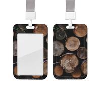 Porta badge scorrevole con cordino, custodia protettiva in plastica con finestra trasparente, targhetta per carte di credito e carte di credito, porta badge in legno marrone e nero, per infermieri