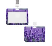 Porta badge scorrevole con cordino, custodia protettiva per carte con finestra trasparente, porta badge verticale per carte di credito, targhetta identificativa, colore viola lavanda, ideale per infe