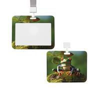 Porta badge scorrevole con cordino, custodia protettiva per carte con finestra trasparente,verticale per carte di credito, targhetta identificativa, porta badge Peace Frog Tree per infer