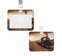 Porta badge scorrevole con cordino, custodia protettiva per carte con finestra trasparente,verticale per carte di credito, targhetta identificativa, porta badge per treni e ferrovie per