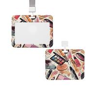 Porta badge scorrevole con cordino, custodia protettiva per carte con finestra trasparente,verticale per carte di credito, targhetta identificativa, porta badge per cosmetici e trucco pe