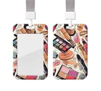 Porta badge scorrevole con cordino, custodia protettiva per carte con finestra trasparente,verticale per carte di credito, targhetta identificativa, porta badge per cosmetici e trucco pe