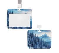 Porta badge scorrevole con cordino in plastica custodia protettiva con finestra trasparente ID carta di credito nome tag montagna invernale porta badge per infermiere medico forniture per ufficio