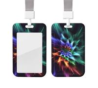 Porta badge scorrevole con cordino in plastica custodia protettiva con finestra trasparente ID carta di credito nome tag astratto fiore porta badge per infermiere medico forniture per ufficio