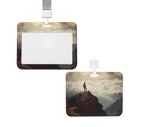 Porta badge scorrevole con cordino in plastica per carte di credito con finestra trasparente ID carta di credito nome tag donna su una montagna superiore porta badge per infermiere medico forniture