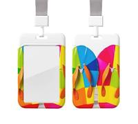 Porta badge scorrevole con cordino in plastica per carte di credito con finestra trasparente ID carta di credito tag colorato infradito palla da spiaggia porta badge per infermiere medico forniture