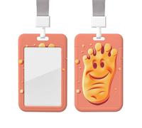 Porta badge scorrevole con cordino in plastica per carte di credito con finestra trasparente ID carta di credito nome tag Happy Foot porta badge per infermiere medico forniture per ufficio