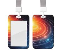 Porta badge scorrevole con cordino in plastica per carte di credito con finestra trasparente ID carta di credito nome spazio esterno Galaxy sistema solare porta badge per infermiere medico forniture