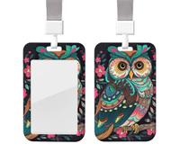 Porta badge scorrevole con cordino in plastica per carte di credito con finestra trasparente ID carta di credito nome tag anime gufo porta badge per infermiere medico forniture per ufficio