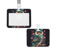 Porta badge scorrevole con cordino in plastica per carte di credito con finestra trasparente ID carta di credito nome tag anime gufo porta badge per infermiere medico forniture per ufficio