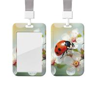 Porta badge scorrevole con cordino in plastica per carte di credito con finestra trasparente ID carta di credito nome tag farfalla coccinella fiore porta badge per infermiere medico forniture per
