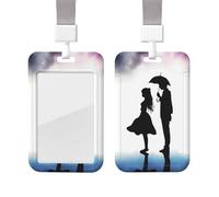 Porta badge scorrevole con cordino in plastica per carte di credito con finestra trasparente ID carta di credito nome Tag Anime Lovers Silhouette porta badge per infermiere medico forniture per