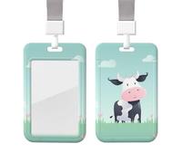 Porta badge scorrevole con cordino in plastica per carte di credito con finestra trasparente ID carta di credito nome tag sfondo mucca porta badge per infermiere medico forniture per ufficio