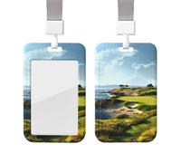 Porta badge scorrevole con cordino in plastica per carte di credito con finestra trasparente ID carta di credito targhetta per nome campo da golf in riva al mare porta badge per infermieri medici