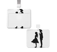 Porta badge scorrevole con cordino in plastica per carte di credito con finestra trasparente ID carta di credito nome Tag Anime Lovers Silhouette porta badge per infermiere medico forniture per