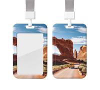 Porta badge scorrevole con cordino in plastica per carte di credito con finestra trasparente ID carta di credito nome tag archi parco nazionale porta badge per infermiere medico forniture per ufficio