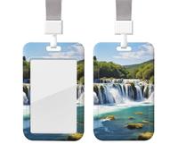 Porta badge scorrevole con cordino in plastica per carte di credito con finestra trasparente per carte di credito, cascate sul fiume Krka, porta badge per infermieri, medici, forniture per ufficio