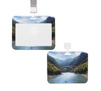Porta badge scorrevole con cordino in plastica per carte di credito con finestra trasparente per carte di credito e targhette per il nome delle montagne per infermieri medici forniture per ufficio