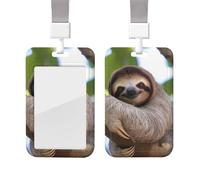 Porta badge scorrevole con cordino in plastica per carte di credito con finestra trasparente per carte di credito ID Tag un bradipo su un ramo di un albero porta badge per infermiere medico forniture