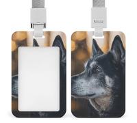 Porta badge scorrevole con cordino, porta badge con ritratto di un vecchio cane, con finestra trasparente per nome, per lavoro, ufficio, dottore, infermiere