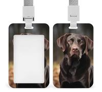 Porta badge scorrevole con cordino, porta badge labrador retriever, con finestra trasparente per nome, per lavoro, ufficio, dottore, infermiere
