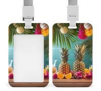Porta badge scorrevole con cordino porta badge per feste tropicali con finestra trasparente per nome, per lavoro, ufficio, dottore, infermiere