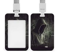 Porta badge scorrevole con cordino, porta badge per hacker, con finestra trasparente per nome, per lavoro, ufficio, dottore, infermiere