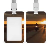 Porta badge scorrevole con cordino porta carte d'identità Cavalcando al tramonto, porta badge con finestra trasparente per nome, per lavoro, ufficio, dottore, infermiere