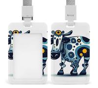 Porta badge scorrevole con cordino porta carte d'identità Ci sono stampe sulla mucca porta badge con finestra trasparente ID Tag Holder per lavoro, ufficio, dottore, infermiere
