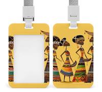 Porta badge scorrevole con cordino porta carte d'identità creativo cultura africana porta badge in plastica impermeabile custodia per carte di credito cordino da collo per lavoro ufficio medico