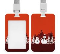 Porta badge scorrevole con cordino porta carte d'identità, due pupazzi di neve felici, porta badge con finestra trasparente per nome, per lavoro, ufficio, dottore, infermiere