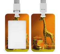Porta badge scorrevole con cordino, porta carte d'identità, giraffa e porta badge regalo, con finestra trasparente per nome, per lavoro, ufficio, dottore, infermiere