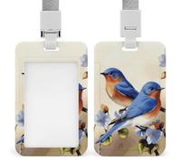 Porta badge scorrevole con cordino porta carte d'identità Happy Bluebirds porta badge in plastica impermeabile custodia per carte di credito cordino da collo per lavoro ufficio medico infermiera