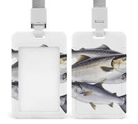Porta badge scorrevole con cordino porta carte d'identità, porta badge a forma di pesce salmone, custodia in plastica impermeabile, cordino per il collo, per lavoro, ufficio, dottore, infermiera