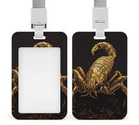 Porta badge scorrevole con cordino porta carte d'identità porta badge con scorpione dorato, custodia in plastica impermeabile per carte di credito, cordini per il collo, per lavoro, ufficio, dottore