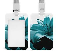 Porta badge scorrevole con cordino porta carte d'identità verde acqua Lily porta badge custodia in plastica impermeabile cordino da collo per lavoro ufficio medico infermiera
