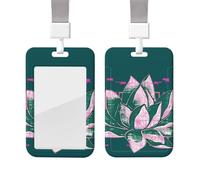 Porta badge scorrevole con cordino porta carte d'identità verticale fiore di loto Namaste, custodia in plastica con finestra trasparente, custodia protettiva per carte di credito, per infermiere