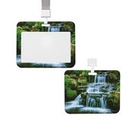Porta badge scorrevole con cordino porta carte d'identità verticale in plastica a cascata che scorre verso il basso, custodia protettiva con finestra trasparente per carte d'identità per infermiere
