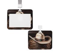 Porta badge scorrevole con cordino porta carte d'identità verticale in plastica American West Rodeo Hat custodia protettiva con finestra trasparente per carte d'identità per infermiere, ufficiali e