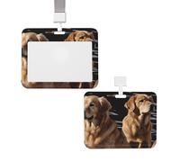 Porta badge scorrevole con cordino porta carte d'identità verticale in plastica Golden Retrievers custodia protettiva con finestra trasparente per carte d'identità per infermiere, ufficiali e