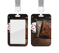 Porta badge scorrevole con cordino porta carte d'identità verticale in plastica per carte da gioco, custodia protettiva con finestra trasparente, per infermiere, ufficiali, insegnanti, carte di