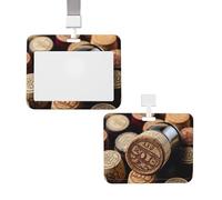 Porta badge scorrevole con cordino porta carte d'identità verticale in plastica tappo per bottiglia di vino con custodia protettiva vintage con finestra trasparente per carte d'identità per infermiere