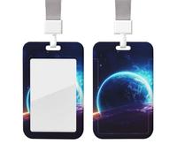 Porta badge scorrevole con cordino porta carte d'identità verticale Star Planet custodia in plastica con finestra trasparente per carte di credito per infermiere, ufficiali, insegnanti, carte di